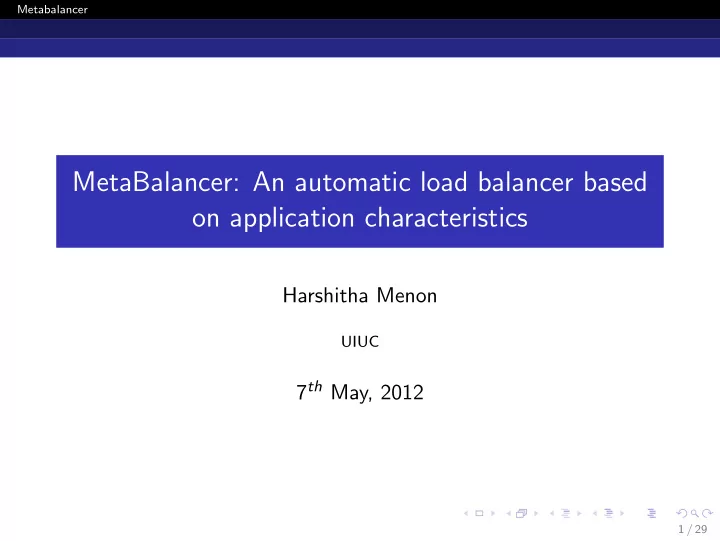 metabalancer an automatic load balancer based on
