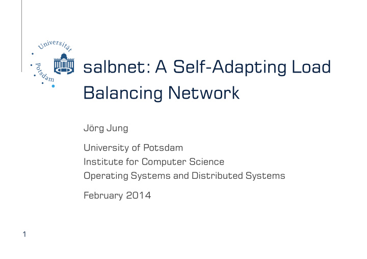 salbnet a self adapting load balancing network