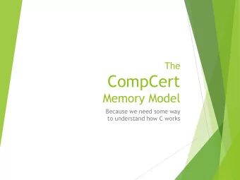 CompCert  Memory Model  Because we need some way  to understand how C works  Outline  The