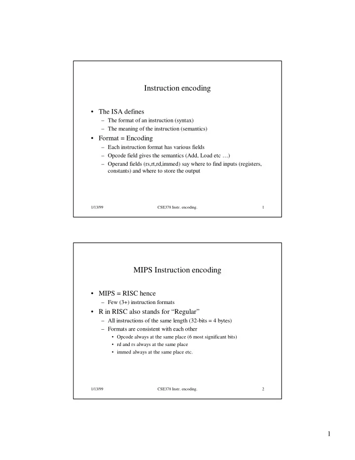 instruction encoding