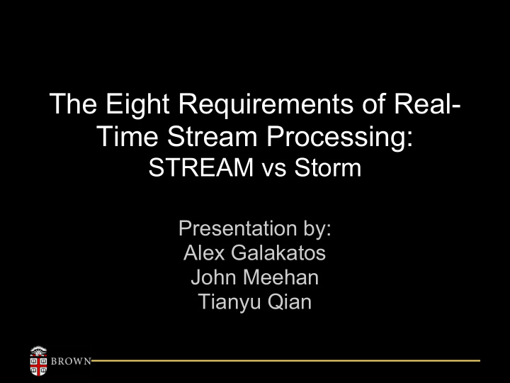 the eight requirements of real time stream processing