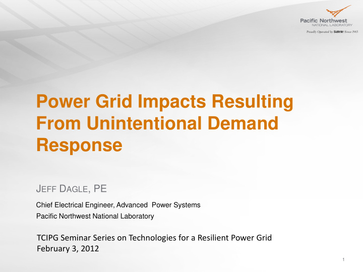 power grid impacts resulting from unintentional demand
