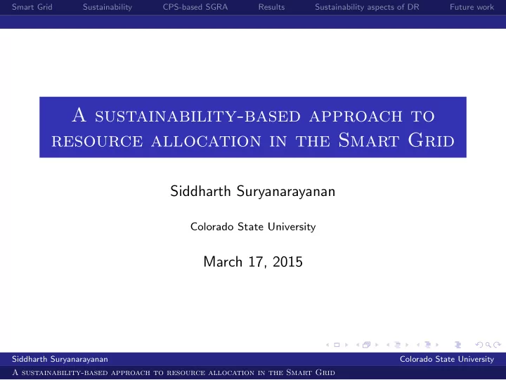 a sustainability based approach to resource allocation in