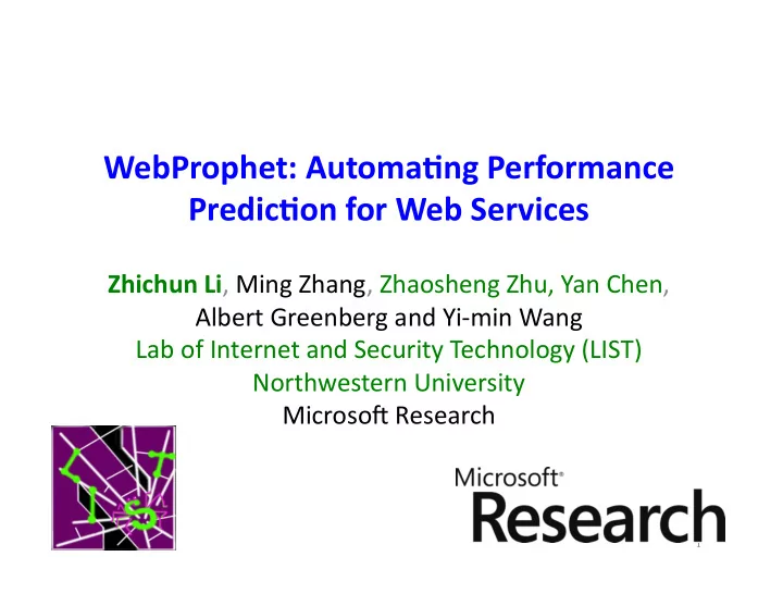 webprophet automa0ng performance predic0on for web