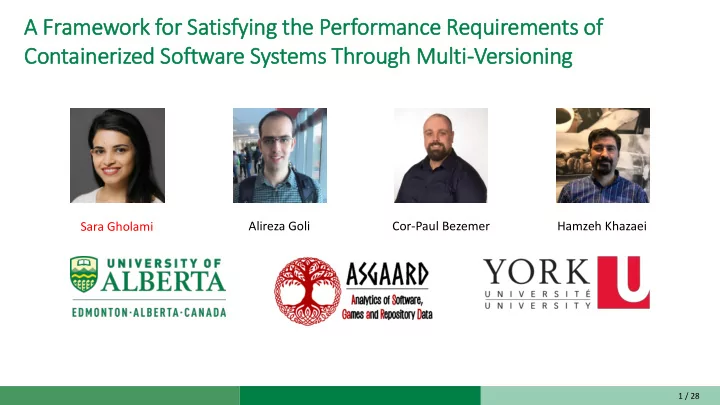 a framework for satisfying the performance requir