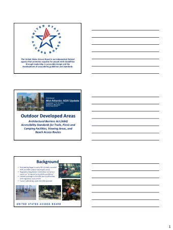 Outdoor Developed Areas  Architectural Barriers Act (ABA)  Accessibility Standards for Trails,