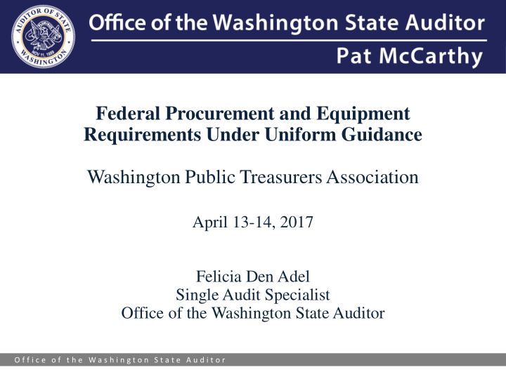 federal procurement and equipment