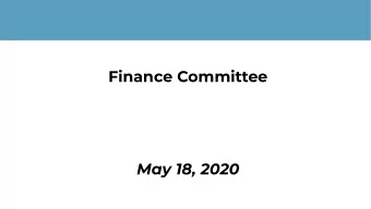 Finance Committee  May 18, 2020  Agenda  FY21 Budget Discussion    Debrief on Joint Finance