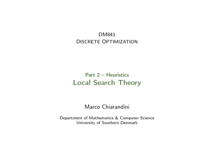 local search theory