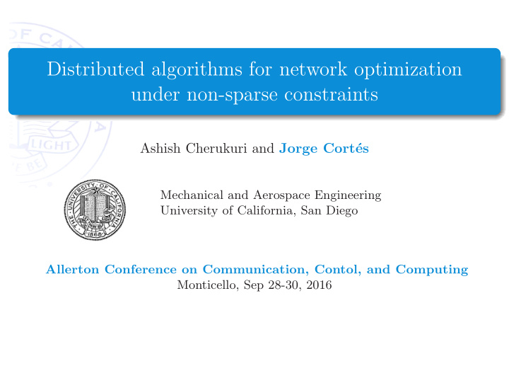 distributed algorithms for network optimization under non