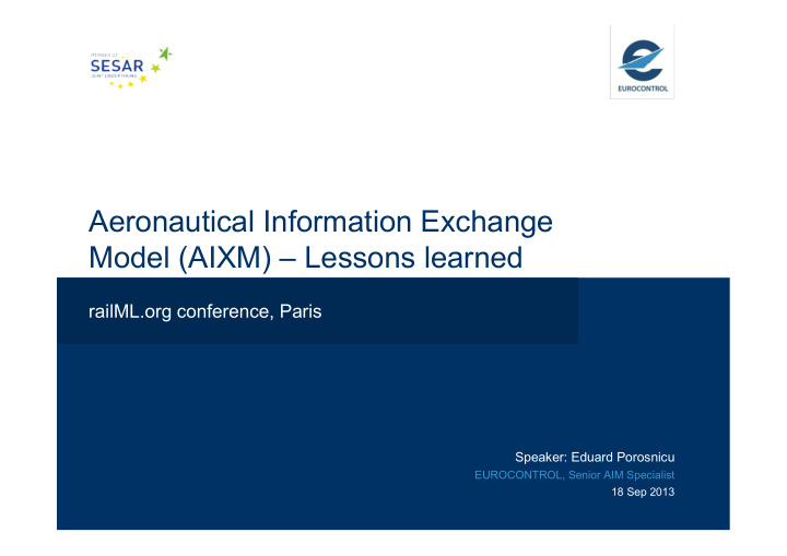 aeronautical information exchange model aixm lessons