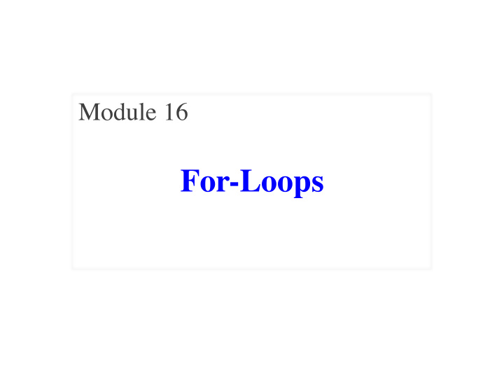 for loops motivating example