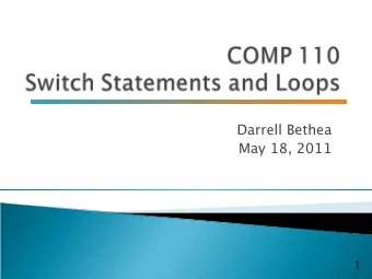 Darrell Bethea  May 18, 2011  1  Later - No Lab!  Time to work on Programs 1 and 2