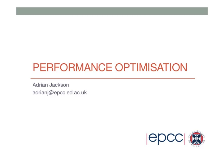 performance optimisation