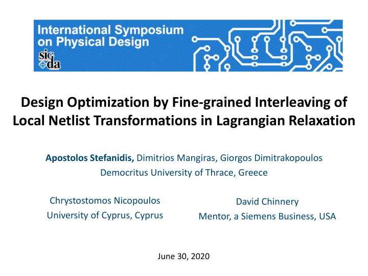 local netlist transformations in lagrangian relaxation