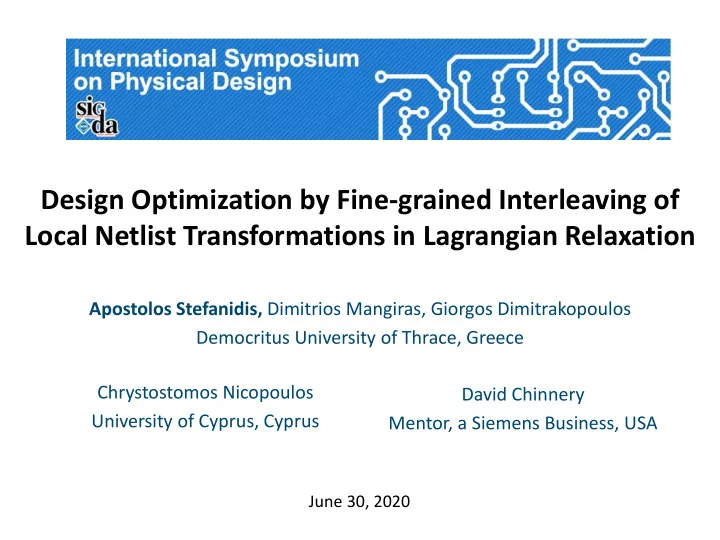 local netlist transformations in lagrangian relaxation