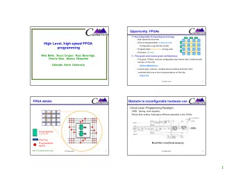 1  SA-C  Image Processing Support  Cameron Project  Objective  Data parallelism through tight