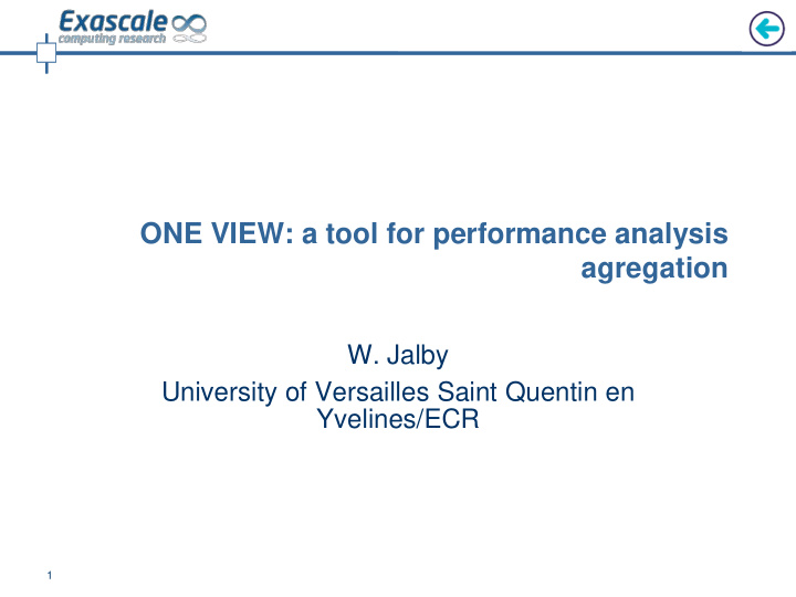 one view a tool for performance analysis agregation