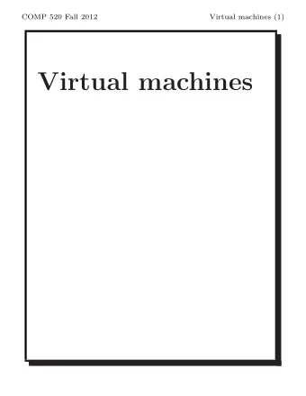 Virtual machines  COMP 520 Fall 2012  Virtual machines (2)  Compilation and execution modes of