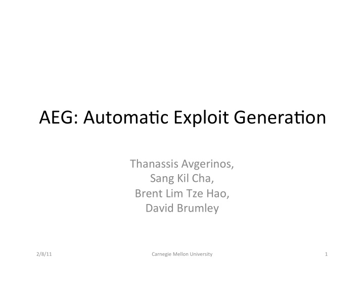 aeg automa c exploit genera on