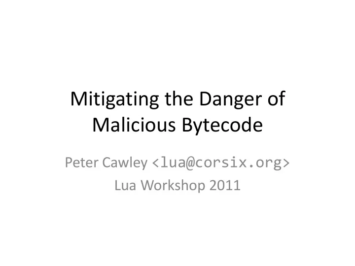 malicious bytecode