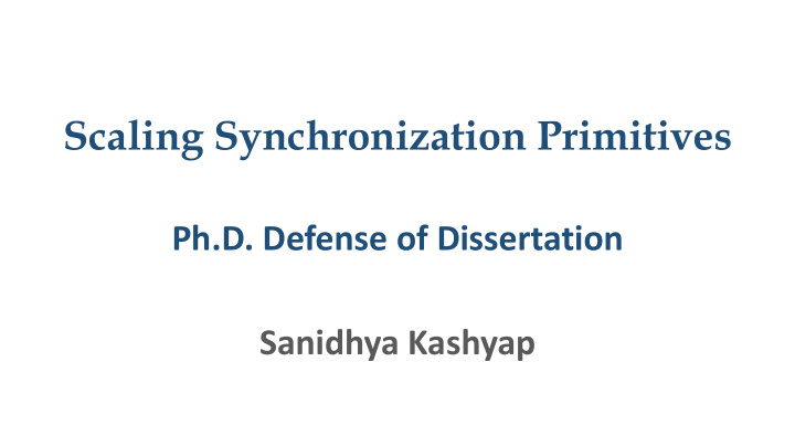 scaling synchronization primitives
