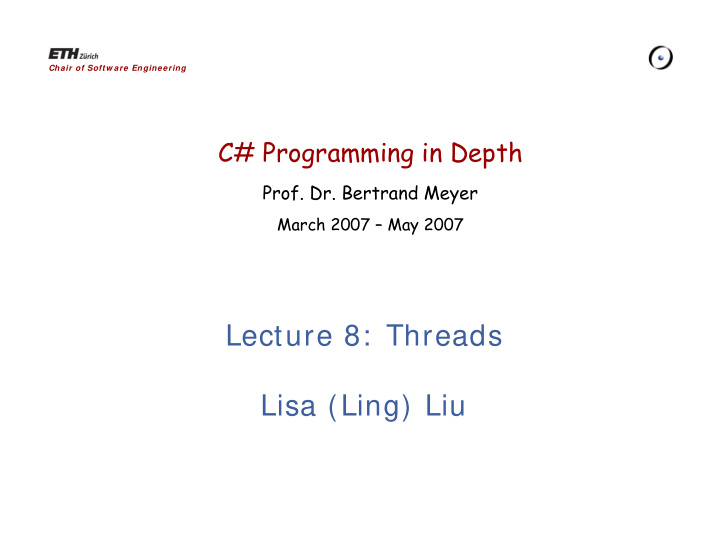lecture 8 threads lisa ling liu what is a thread