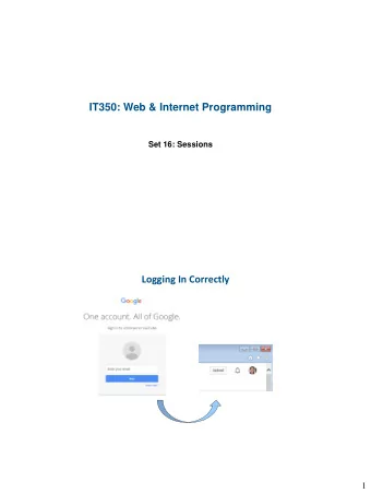 IT350: Web &amp; Internet Programming  Set 16: Sessions  Logging In Correctly  1  Logging In