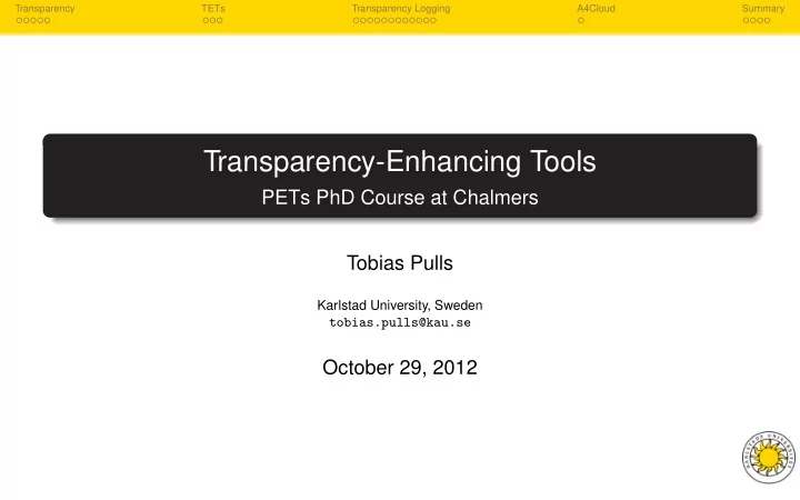transparency enhancing tools