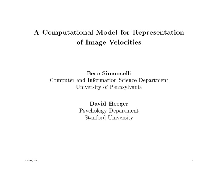 a computational mo del for represen tation of image v elo