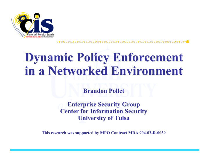dynamic policy enforcement dynamic policy enforcement in