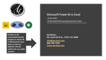 Mic  Microsoft  ft Power BI  BI vs  s Ex  Exce  cel  14 Jan 2020  At the  he Are  reef Ali  i &amp;