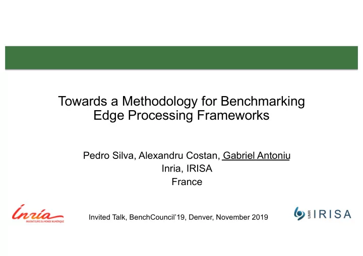 towards a methodology for benchmarking edge processing