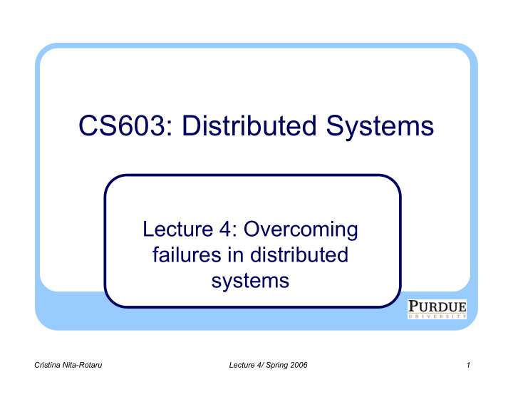 cs603 distributed systems