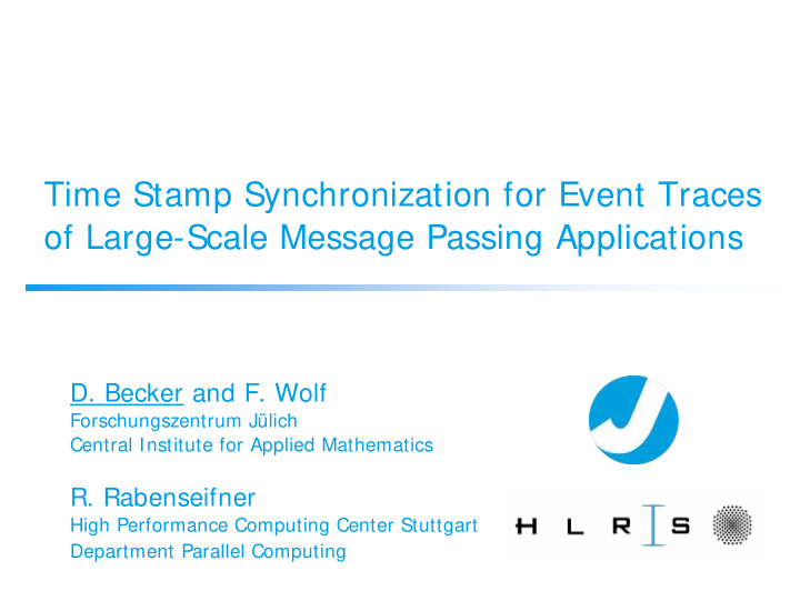 time stamp synchronization for event traces of large