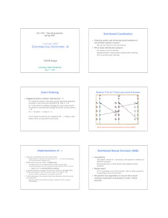 Distributed Systems - III   What about distributed systems?   No common clock or memory