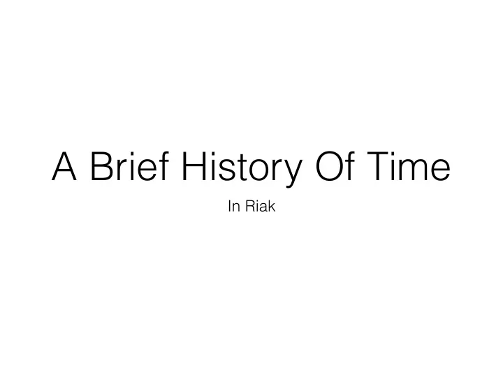 a brief history of time