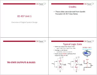 Credits  These slides were derived from Gandhi  Puvvadas EE 457 Class Notes  EE 457 Unit 1