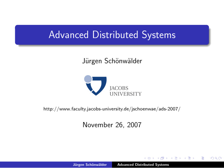 advanced distributed systems