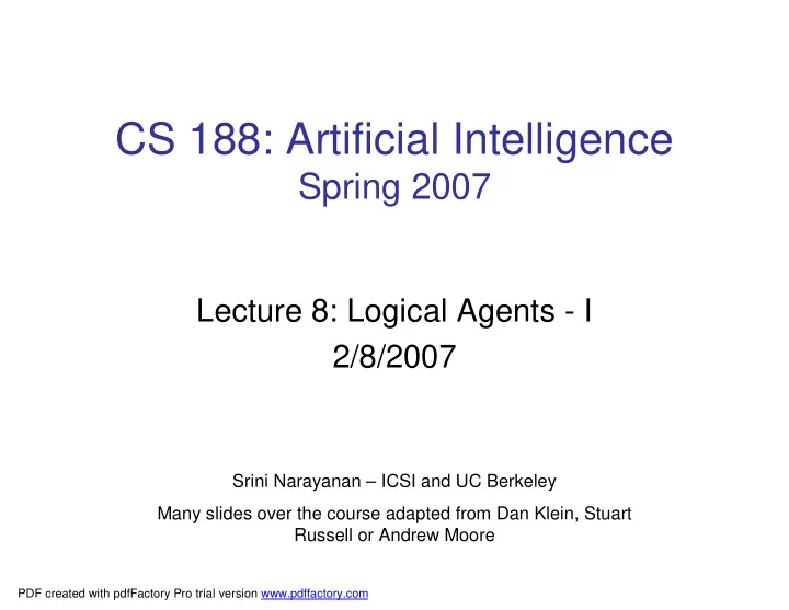 cs 188 artificial intelligence