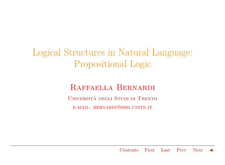 logical structures in natural language propositional logic