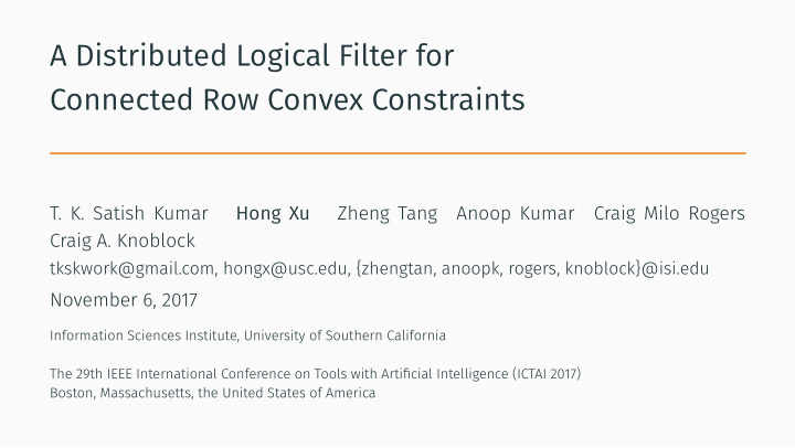 a distributed logical filter for connected row convex