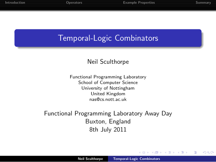 temporal logic combinators