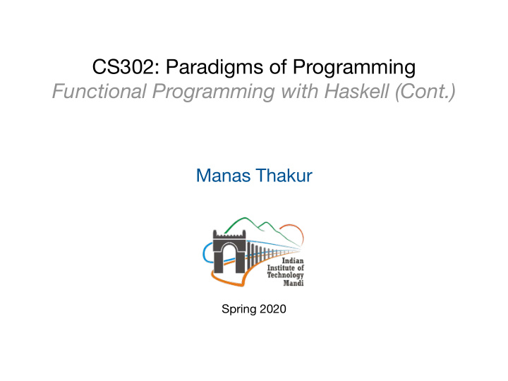 cs302 paradigms of programming functional programming