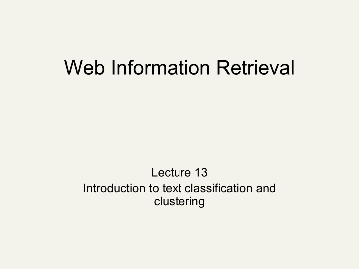 web information retrieval