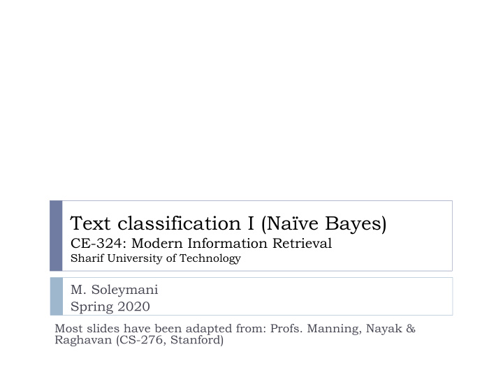 text classification i na ve bayes