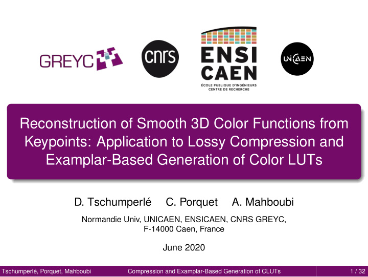 reconstruction of smooth 3d color functions from