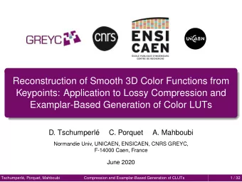 Reconstruction of Smooth 3D Color Functions from  Keypoints: Application to Lossy Compression and