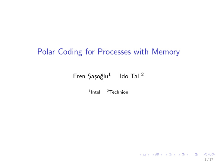 polar coding for processes with memory