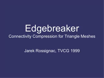 Edgebreaker  Connectivity Compression for Triangle Meshes  Jarek Rossignac, TVCG 1999  Contribution